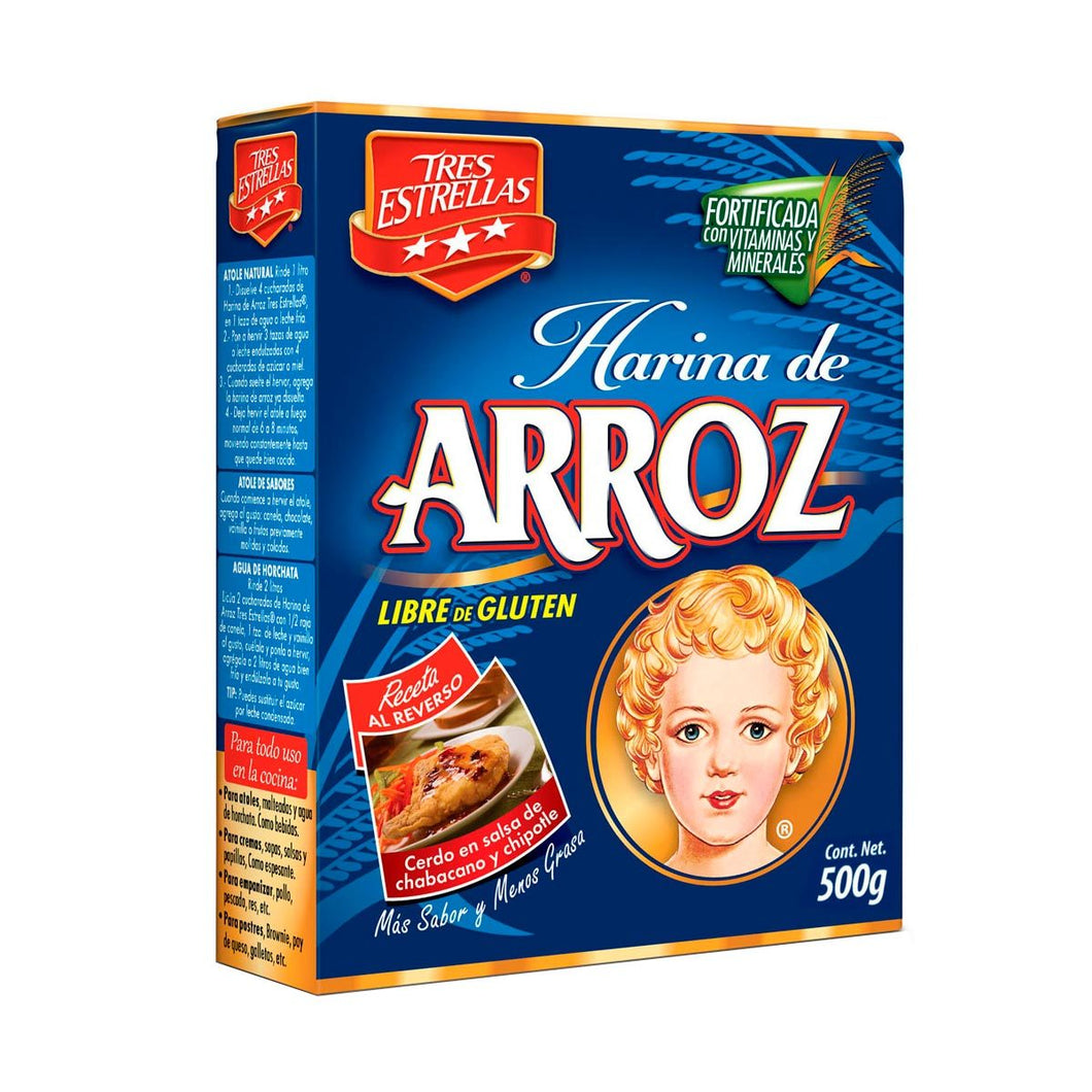 Caja harina de arroz Tres Estrellas libre de Gluten 500G/12P