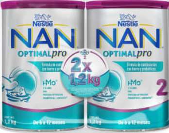 Fórmula Infantil NAN 2 Optimal Pro de 6 a 12 Meses, 1.2 kg.