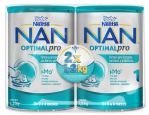 Fórmula Infantil NAN Optimal Pro 1 con 2 Latas de 1.2 kg c/u- ZK