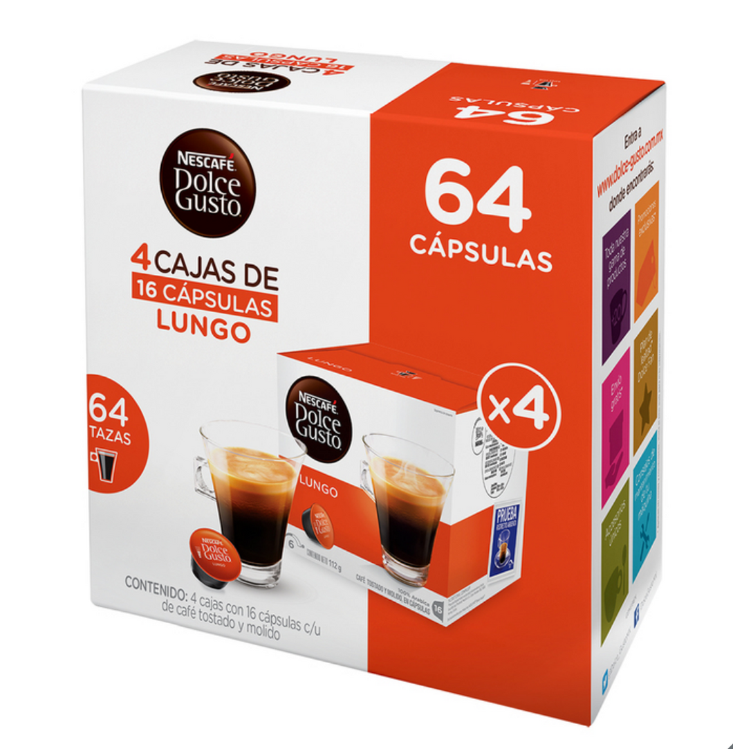 Cápsulas de café Nescafé Dolce Gusto lungo 16 pzas