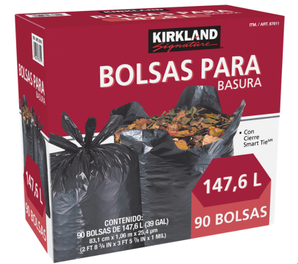 Kirland Signature Bolsas para Basura de Plástico 90 pzas de 147.6 l - KOZ