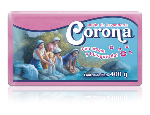 Caja de lavanderia jabon corona con envoltura rosa 400G/25P - SCG