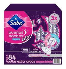 Caja toalla femenina Saba buenas noches extra larga C/A 14C/8P