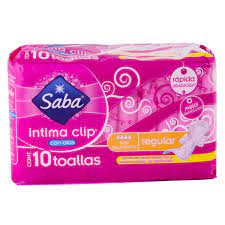 Caja Toalla Femenina Saba Intima Clip con alas 14P/10T