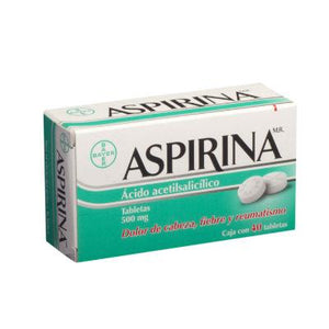 Aspirina caja con 40 tabletas de 500 mg-Farmacia-MayoreoTotal-MayoreoTotal