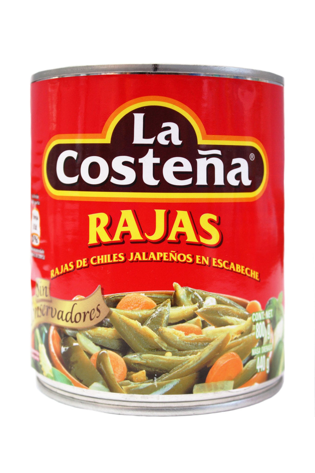 Caja Chile Rajas de 800 grs con 12 latas - La Costeña-Chiles Enlatados-La Costeña-MayoreoTotal