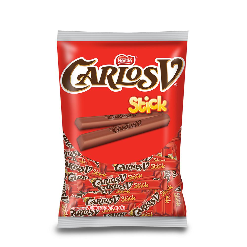 Caja Chocolates Nestlé Carlos V Stick de 8gr en 20 bolsas con 20 piezas - Nestlé-Chocolates-Nestlé-MayoreoTotal