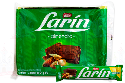 Caja Chocolates Nestlé Larin Almendra en 30 exhibidores con 10 piezas de 24gr - Nestlé-Chocolates-Nestlé-MayoreoTotal