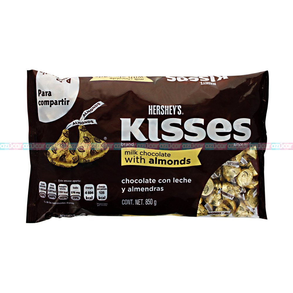 Caja de Chocolates Kisses Hershey`s Almonds con 5 paquetes de 850 grs-Chocolates-Hersheys-MayoreoTotal