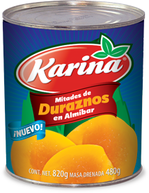 Caja durazno en mitades de 820 grs con 12 piezas - Karina-Almíbares-Karina-MayoreoTotal