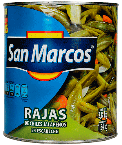 Caja Rajas Chiles de 2.8 kilos con 6 Latas - San Marcos-Chiles Enlatados-San Marcos-MayoreoTotal
