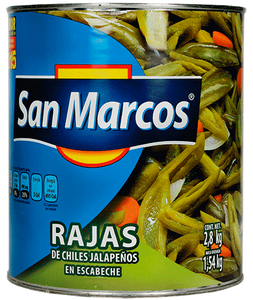 Caja Rajas Chiles de 2.8 kilos con 6 Latas - San Marcos-Chiles Enlatados-San Marcos-MayoreoTotal