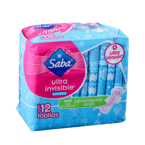 Caja toalla femenina Saba invisible ultra delgada C/A en 16 paquetes de 12 piezas - SCA-Toalla Femenina-SCA-MayoreoTotal