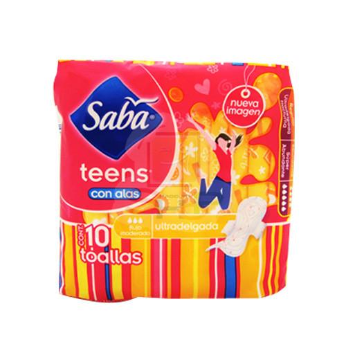 Caja toalla femenina Saba Teens normal en 12 paquetes de 10 piezas - SCA-Toalla Femenina-SCA-MayoreoTotal