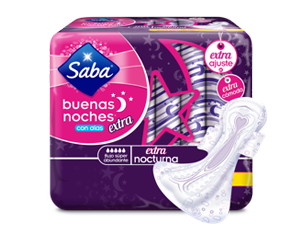 Caja toalla Saba buenas noches en 12 paquetes de 10 piezas - SCA-Toalla Femenina-SCA-MayoreoTotal
