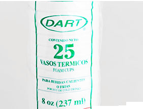 Caja Vaso Térmico Dart No.8 (237 ml) de 40 paquetes con 25 vasos - Dart-Desechables-Dart-MayoreoTotal