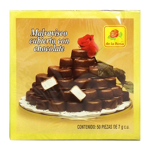 Media Caja bombón con chocolate La Rosa con 10 paquetes de 50 piezas-Malvavisco-MayoreoTotal-MayoreoTotal