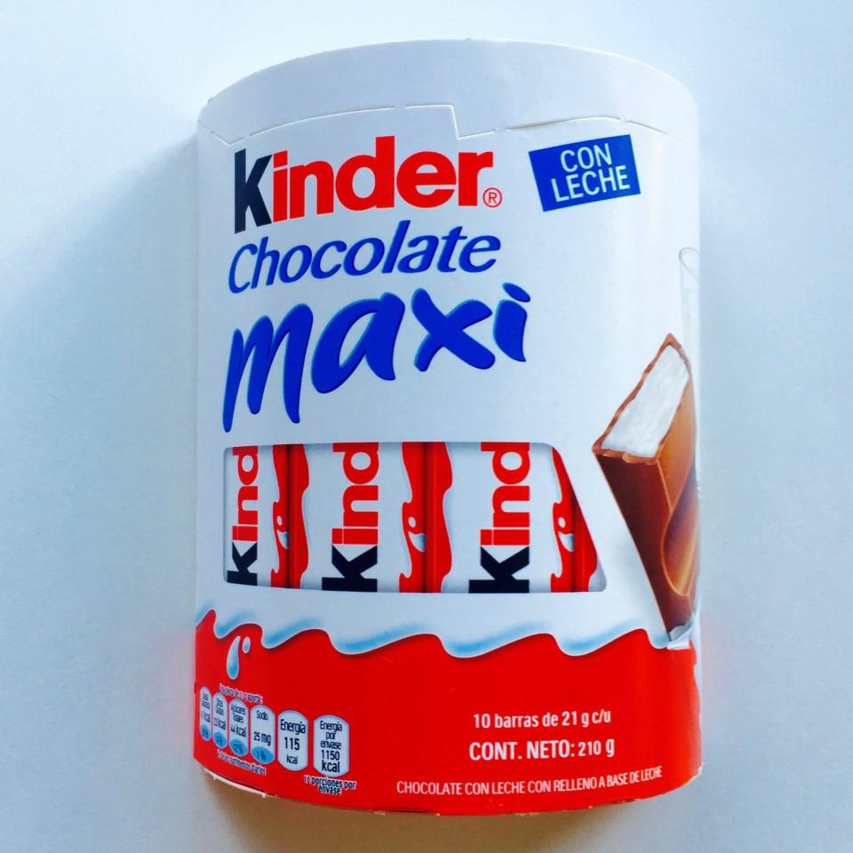 Chocolate Kinder Maxi con relleno a base de leche 2 pzas de 21 g c