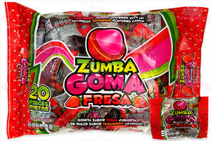 Media Caja Dulce Enchilado Zumba Goma Fresa en 10 bolsas de 20 piezas con 440gr - Zumba-Dulce Enchilado-Zumba-MayoreoTotal