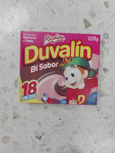 Media Caja Duvalin Bi sabor Avellana y Fresa Joyco en 12 paquetes de 18 piezas - Joyco-Chocolates-Joyco-MayoreoTotal