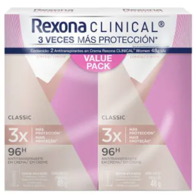 Antitranspirante en Crema Rexona Clinical para Mujer 2P/48G - ZK