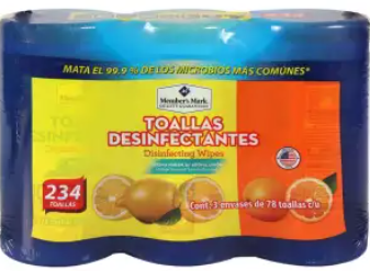 Toallitas Desinfectantes Member's Mark 3 Envases con 78 Pzas c/u - ZK